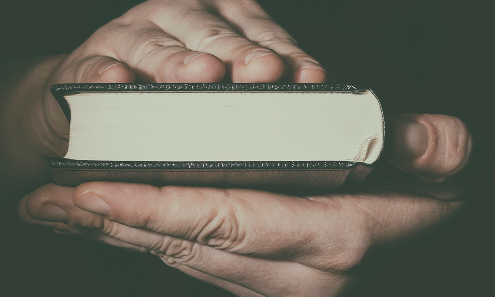 Person holding a bible